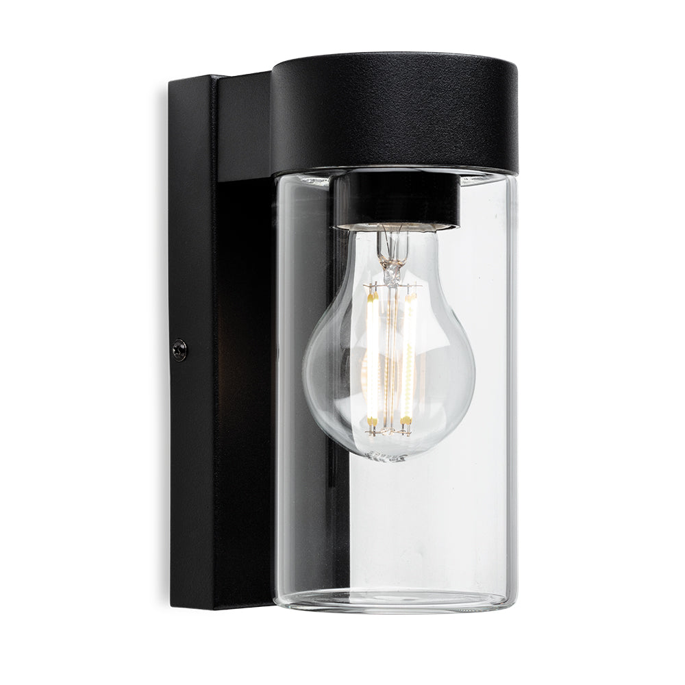Avant Glass Cylinder Outdoor Wall Light, Black