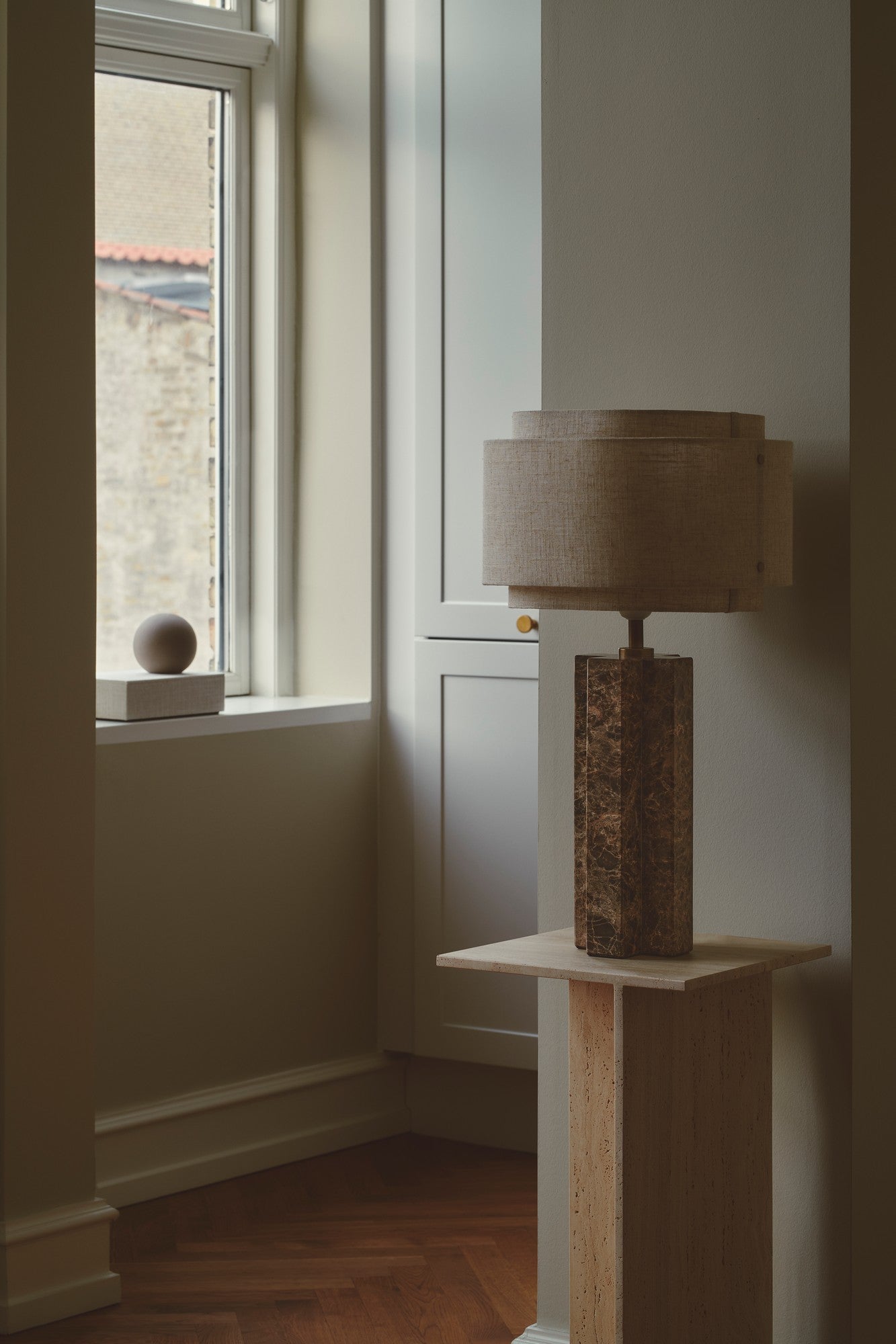 Takai Marble Table Lamp, Brown/Beige