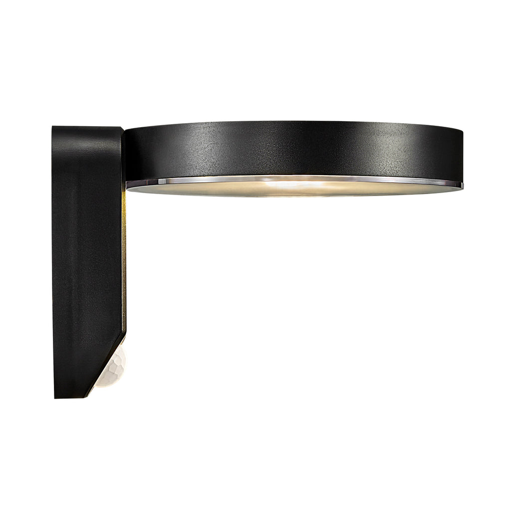 Rica Round LED Outdoor Solar Wall Light, Black