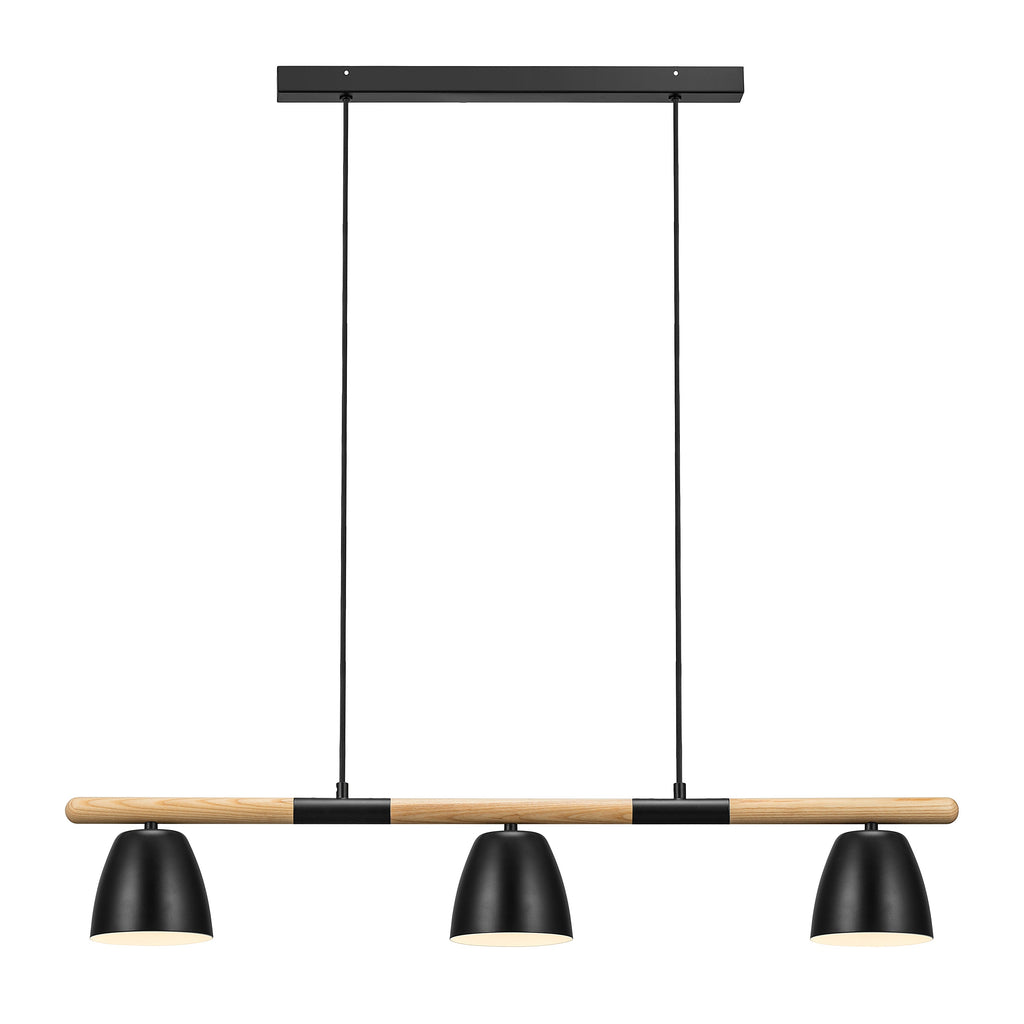 Theo 3 Light Island Pendant Light, Black/Brown