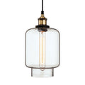 Ava Glass Cylinder Pendant Light, Antique Brass