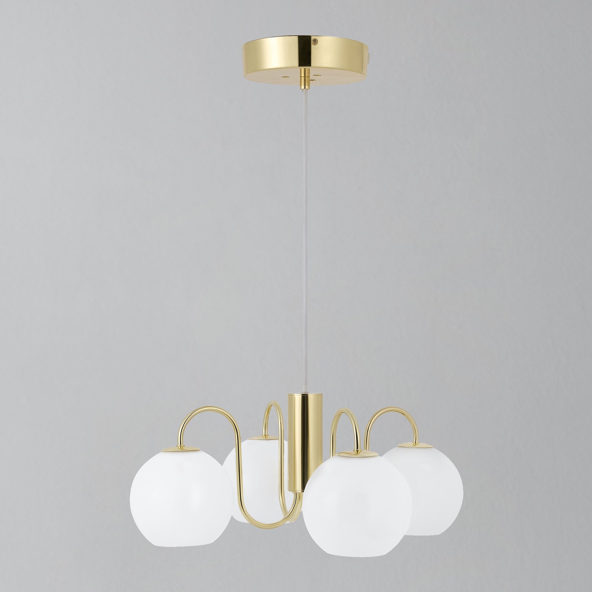 Franca 4 Light Pendant Chandelier, Brass/Opal