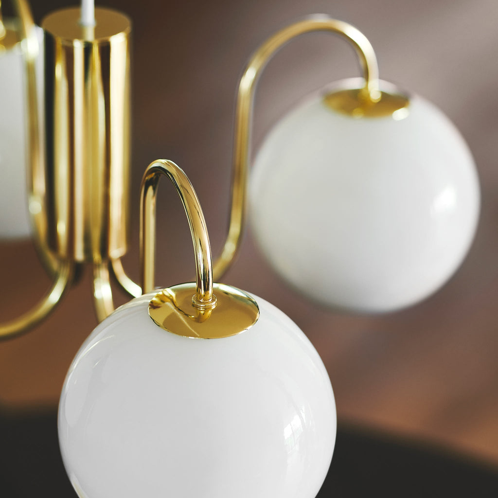 Franca 4 Light Pendant Chandelier, Brass/Opal