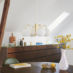 Franca 4 Light Pendant Chandelier, Brass/Opal