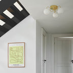 Franca Semi-flush Ceiling Light, Brass/Opal