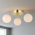 Franca Semi-flush Ceiling Light, Brass/Opal