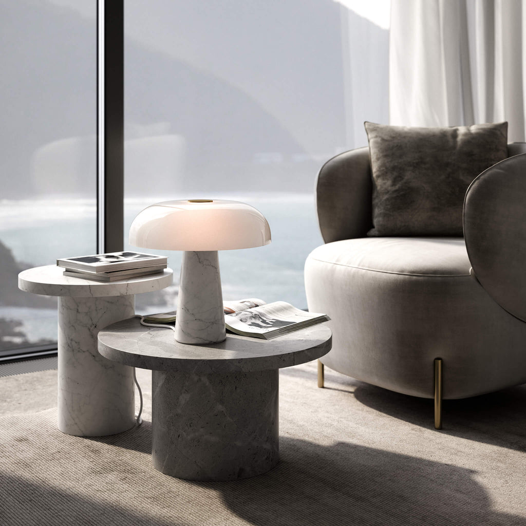 Nordlux Glossy White Marble Table Lamp 