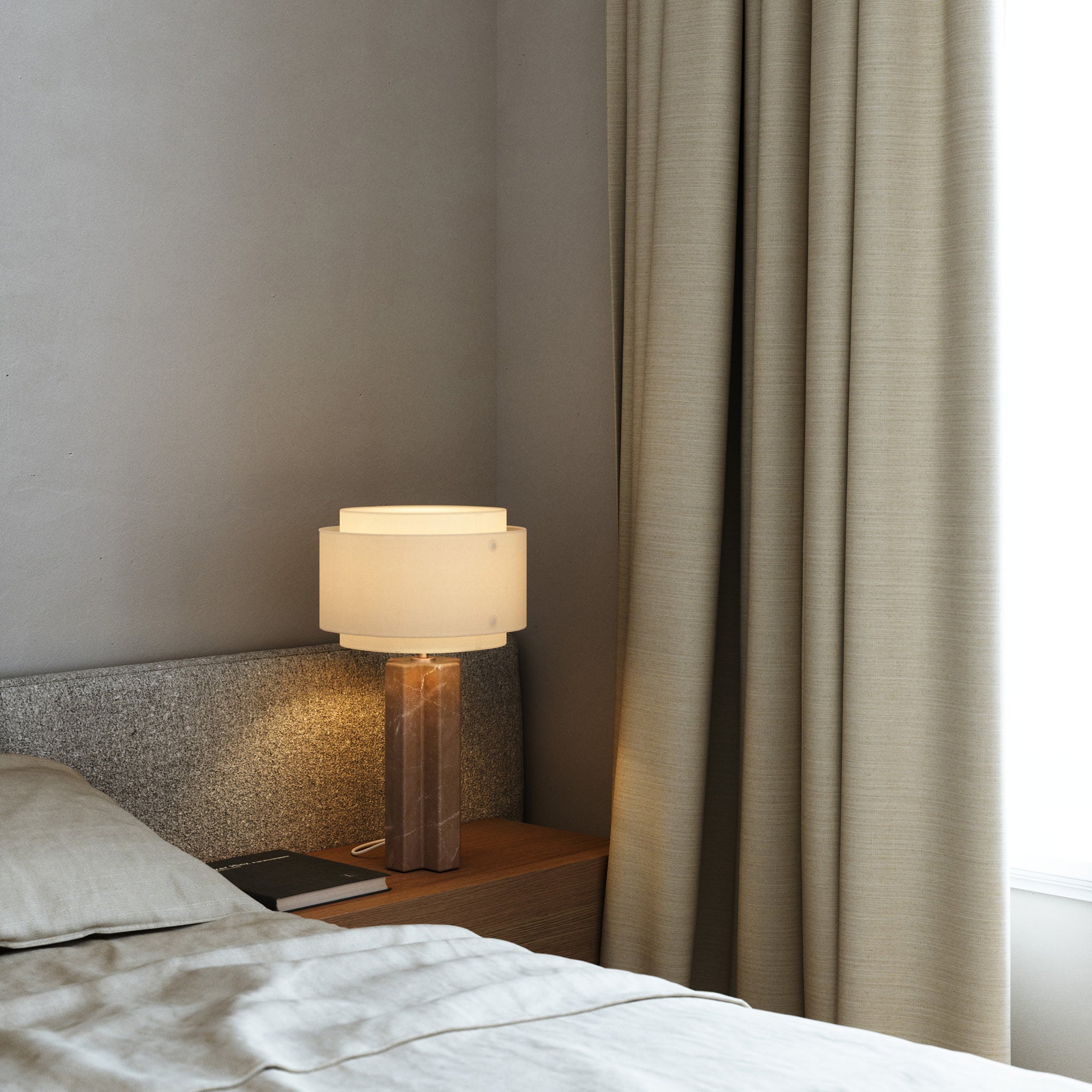 Takai Marble Table Lamp, Brown/Beige