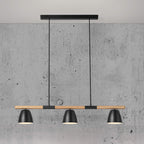 Theo 3 Light Island Pendant Light, Black/Brown